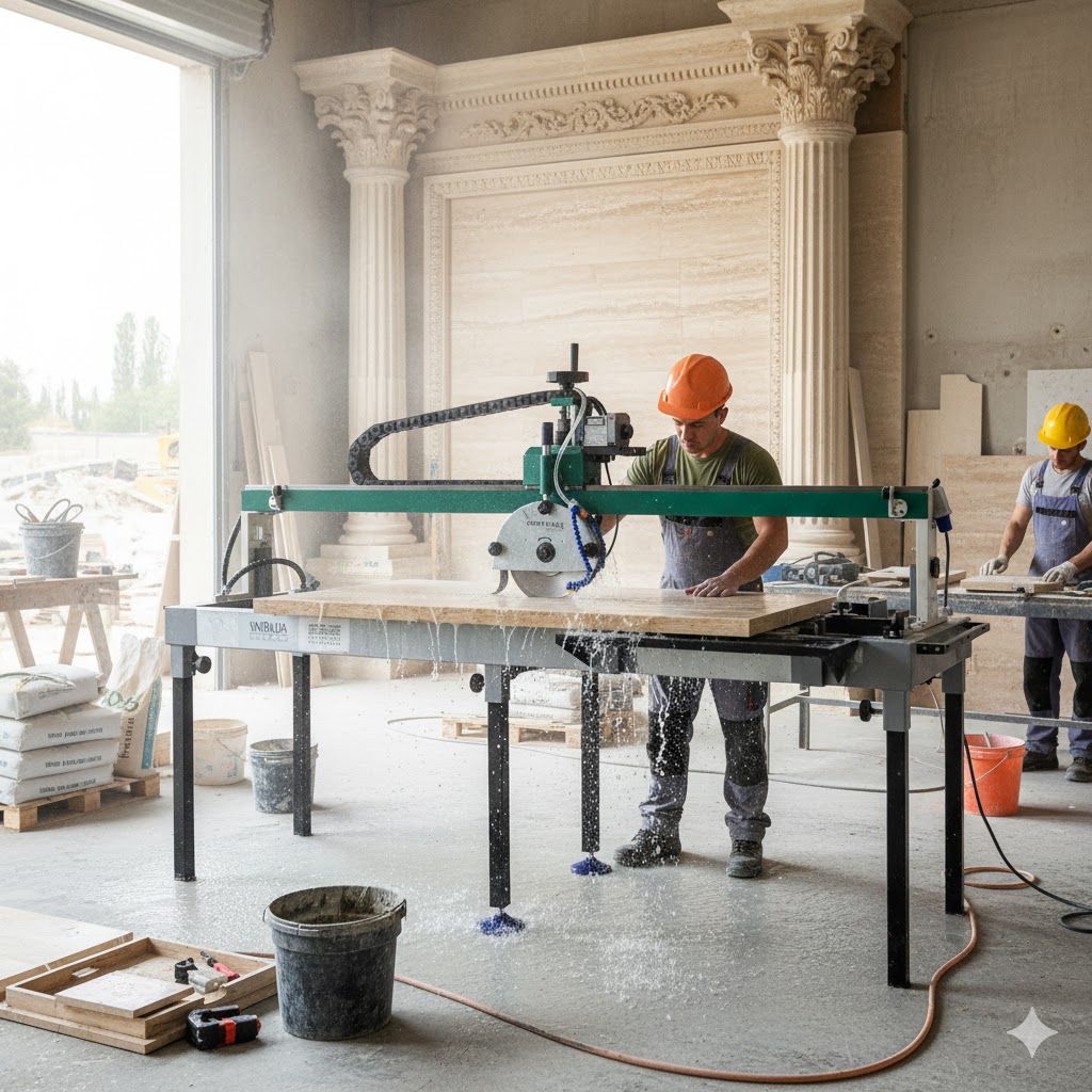 اجرای نمای کلاسیک، دستگاه سنگ‌بری لینیر گاید، برش سنگ نما، فارسی‌بُر سنگ، برش اسلب پرتابل، ابزار تخصصی سنگ، ابزار کاسپین، Smeralda Portable