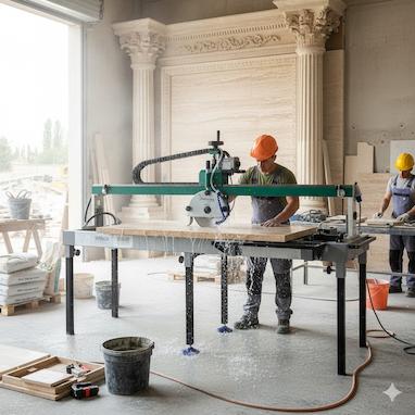 نقش حیاتی دستگاه سنگ‌بُری پرتابل لینیر گاید در اجرای نما کلاسیک و اسلب‌های لوکس