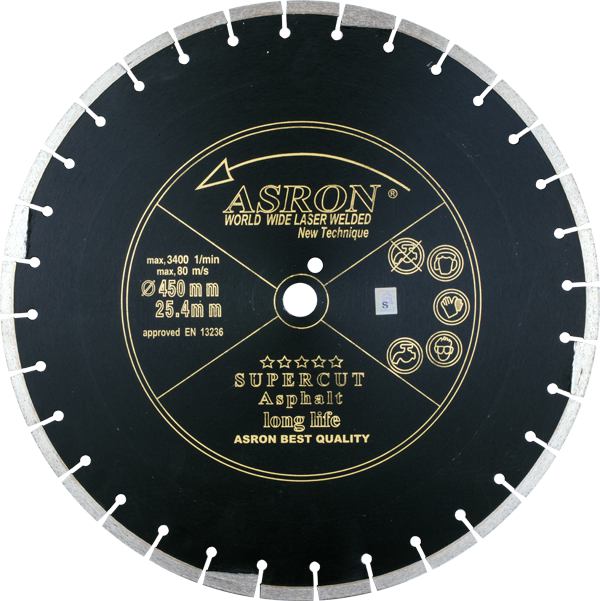 تیغه آسفالت بر آسرون ۴۵۰، صفحه آسفالت بر ۴۵ سانت، قیمت تیغ کاتر ۴۵۰ میلی‌متر، تیغه الماسه آسرون ۱۸ اینچ، خرید تیغه برش خیلی عمیق آسفالت، مشخصات تیغه آسفالت ASRON بزرگترین سایز
