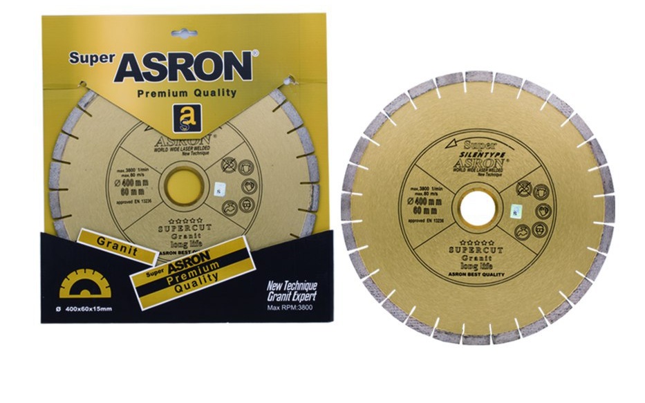 افزایش عمر دیسک گرانیت بر سایلنت، نگهداری تیغه سنگبری، سگمنت ۱۵ میلی‌متری، دیسک ۴۰۰ سایلنت، جوش لیزر